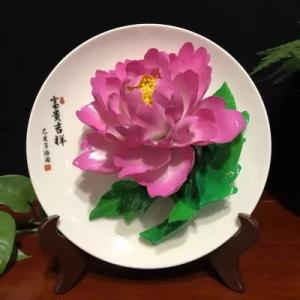 實(shí)心釉上彩牡丹瓷